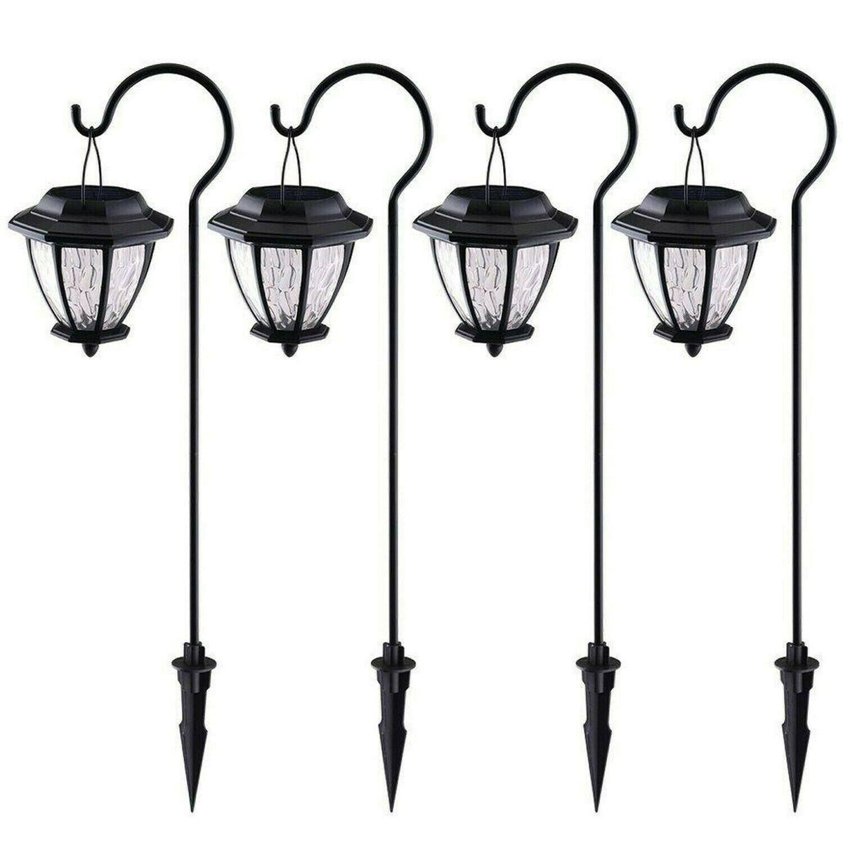 Matte Black Outdoor Integrated LED Path Light with Hammered Glass Lens (4-Pack) Y605