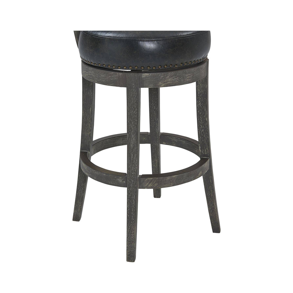 Onyx Faux Leather Wood Swivel Barstool Y54084