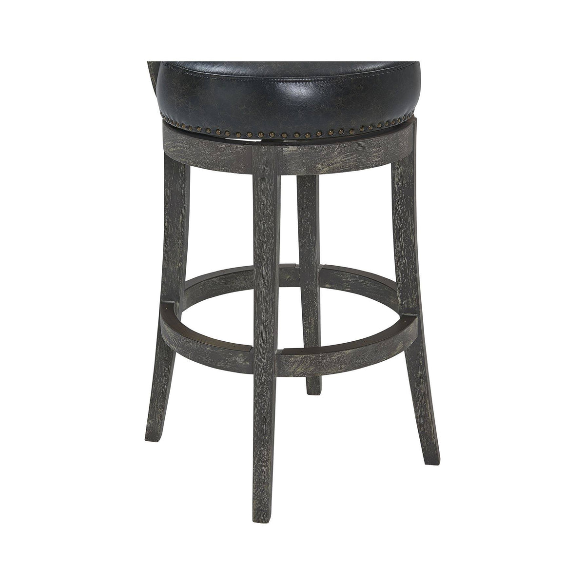 Onyx Faux Leather Wood Swivel Barstool Y54084