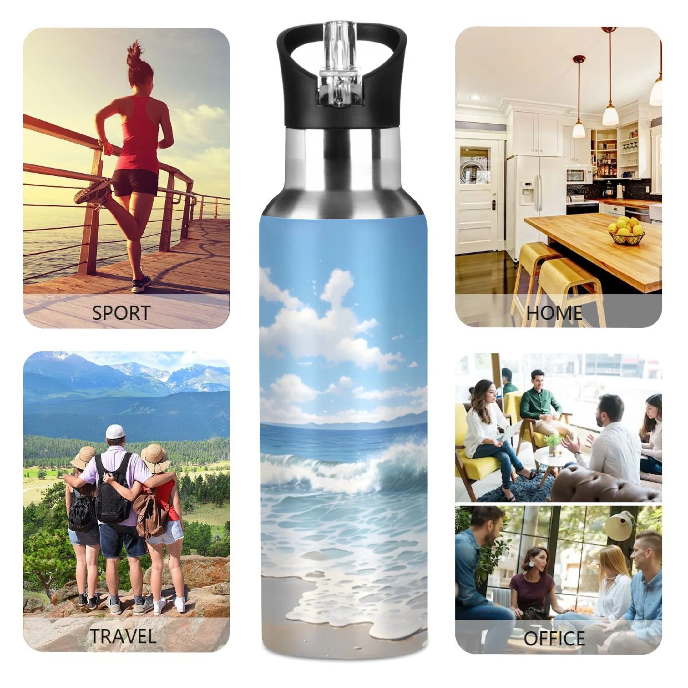 Insulated Stainless Steel Water Bottle with Straw Lid 20 oz S3353