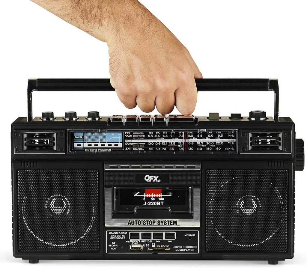 Cassette Player/Recorder Boombox with Bluetooth, Dual 3” Speakers, Pack of 2 F696341