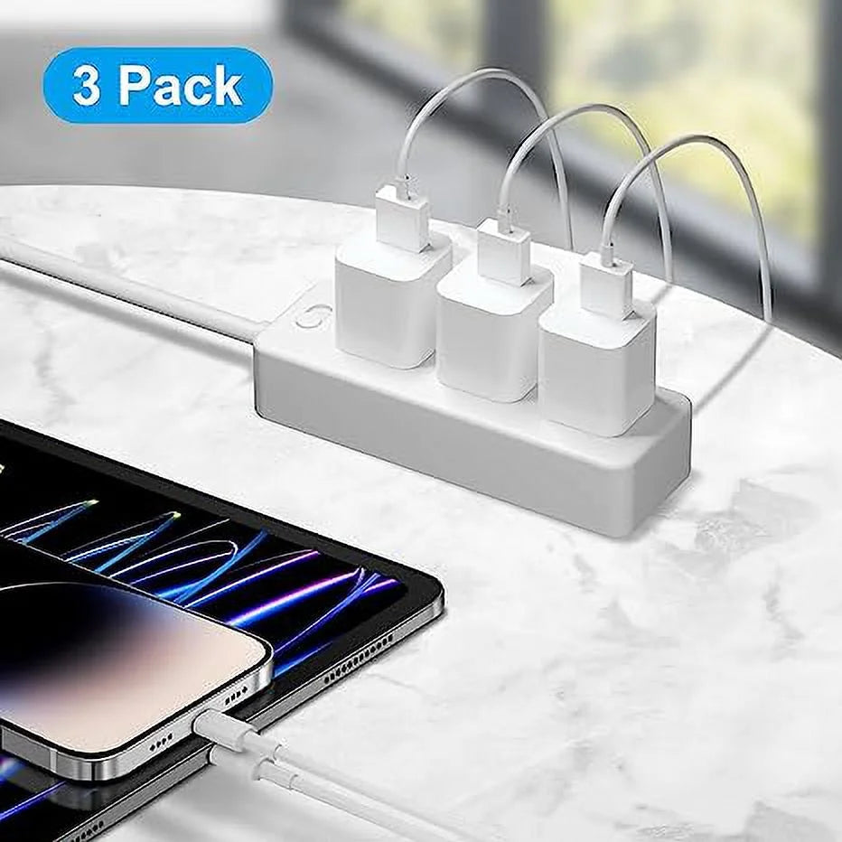 3 Pack iPhone Wall Charger with 6FT Charger Cord A74214