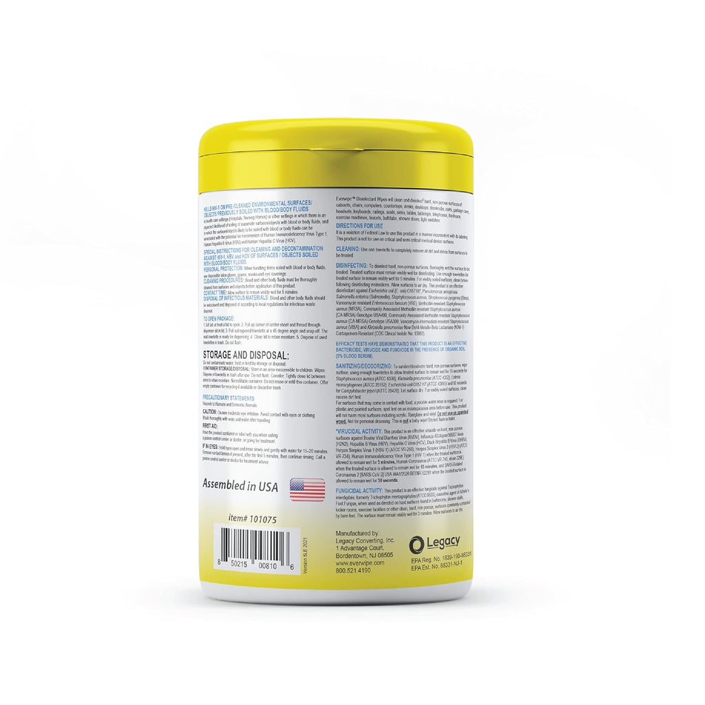 Fragrance-Free Disinfectant Wet Wipes, 75 Count Canister, 6-Pack Pack of 2 B30343