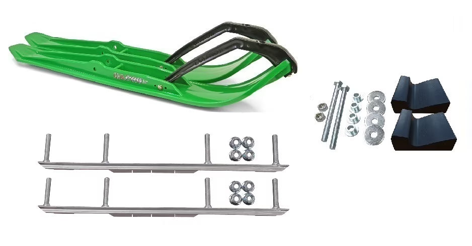 Green XPT Snowmobile Skis Complete Kit I70336