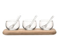 Clear Condiment Set with Oak Base 25.5cm H950