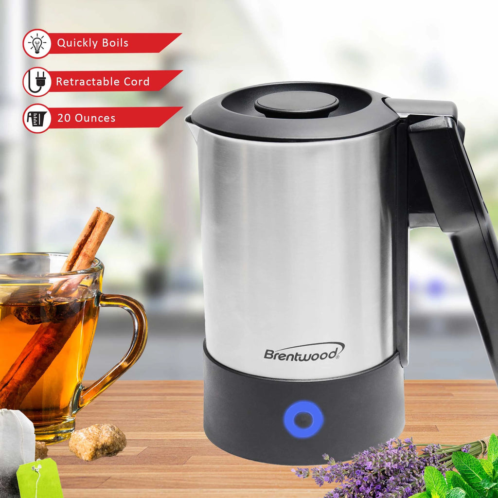 1000-Watt 20-Oz. Stainless Steel Electric Travel Kettle Q641804