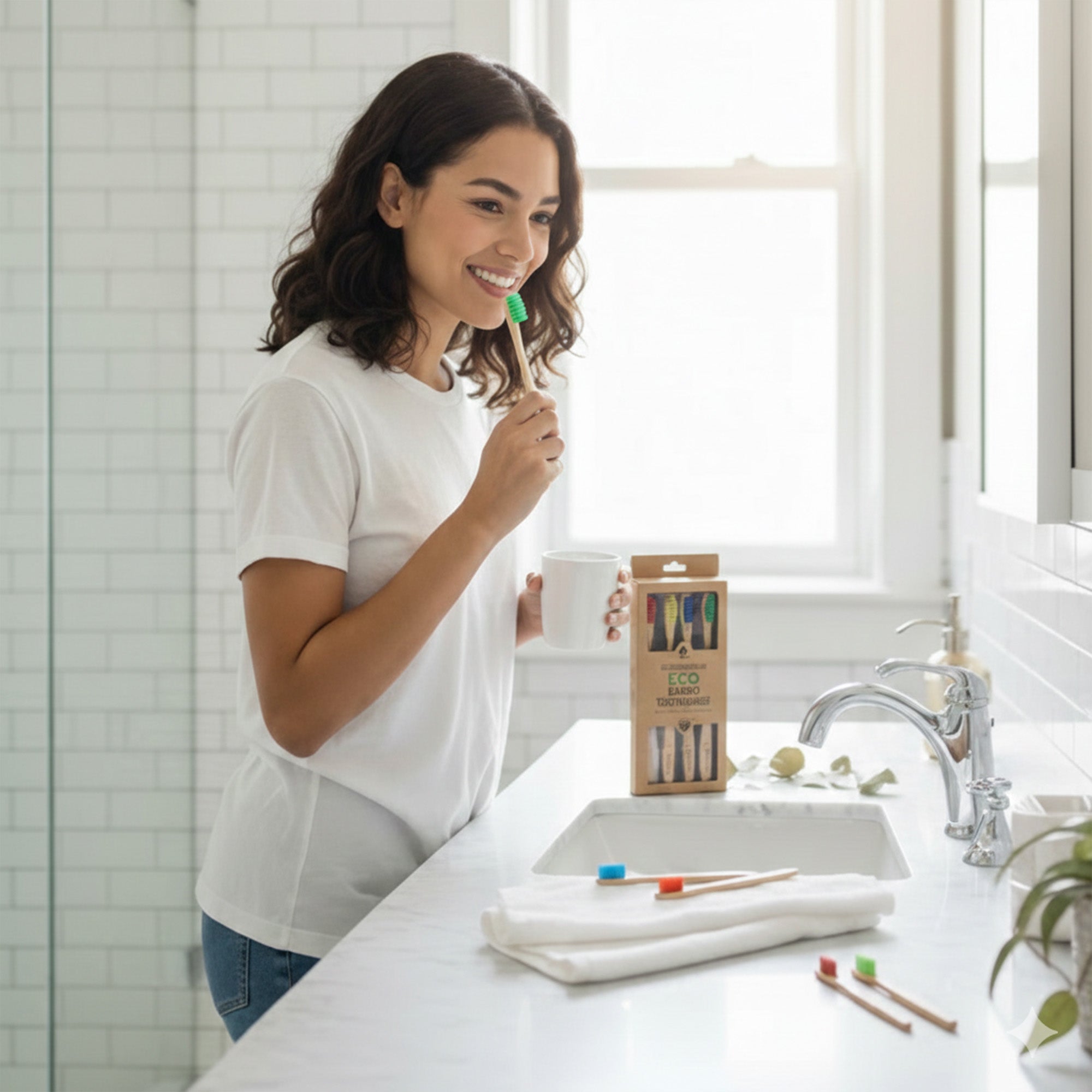 100% Natural Eco Bamboo Toothbrushes (4 pack)