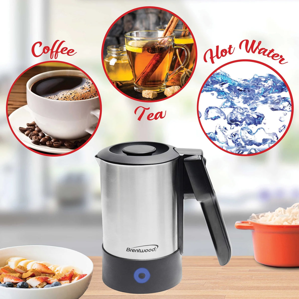 1000-Watt 20-Oz. Stainless Steel Electric Travel Kettle Q641804
