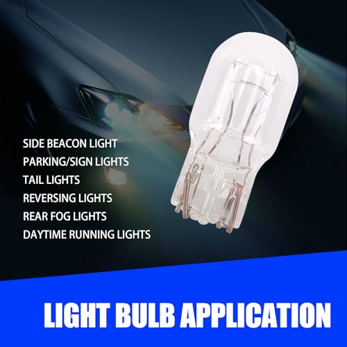 10 Car Brake Lights, 5W Double-wire Vehicle Turn Signal Tail Light Replacements, Universal Waterproof Automotive Lighting Accessories (White Light) C576