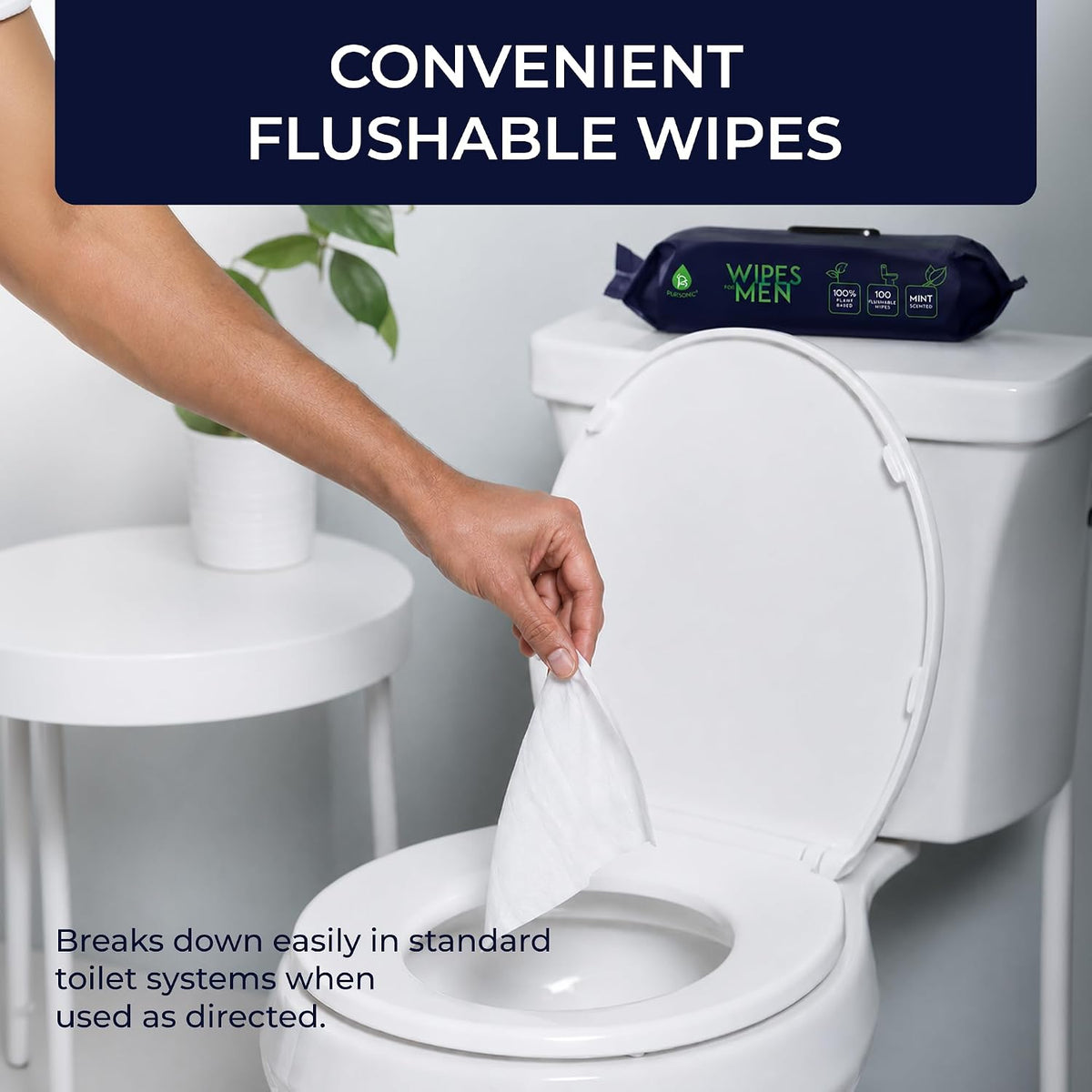 12 Pack of Flushable Man Wipes (1200 Mint Scented Wipes)