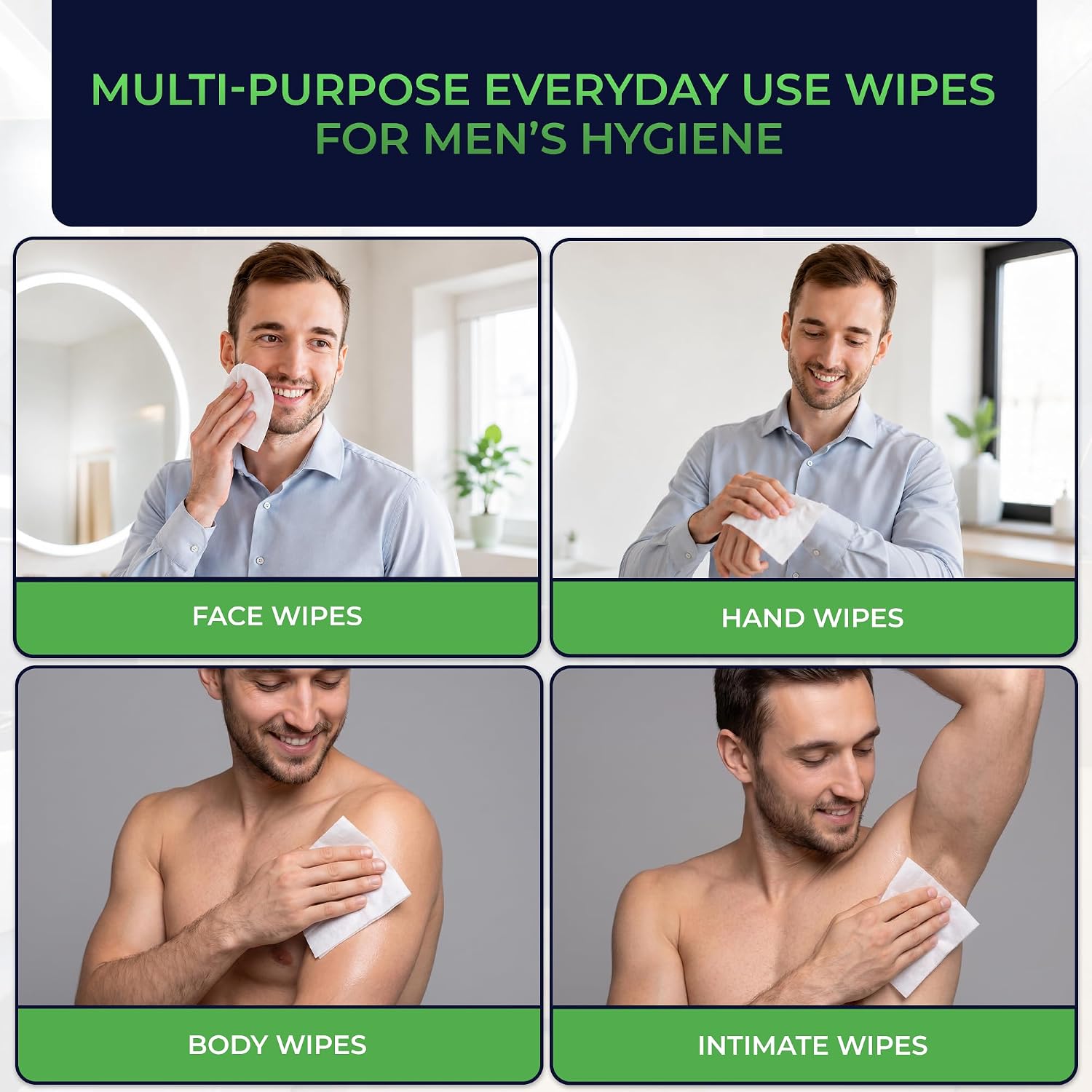 12 Pack of Flushable Man Wipes (1200 Mint Scented Wipes)