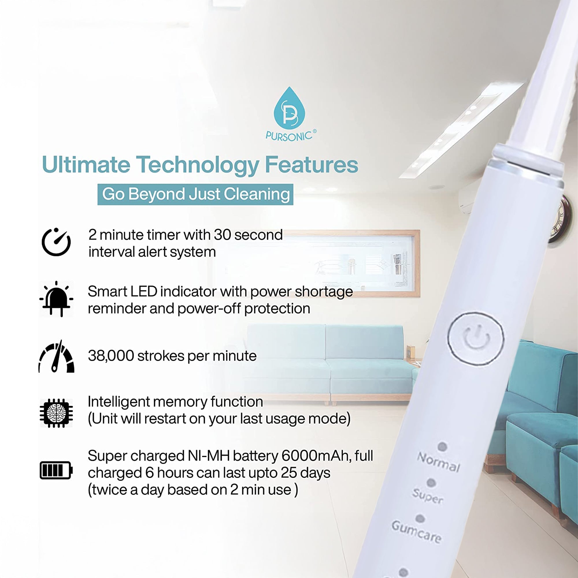 USB Rechargeable Electric toothbrush with 12 Brush Heads