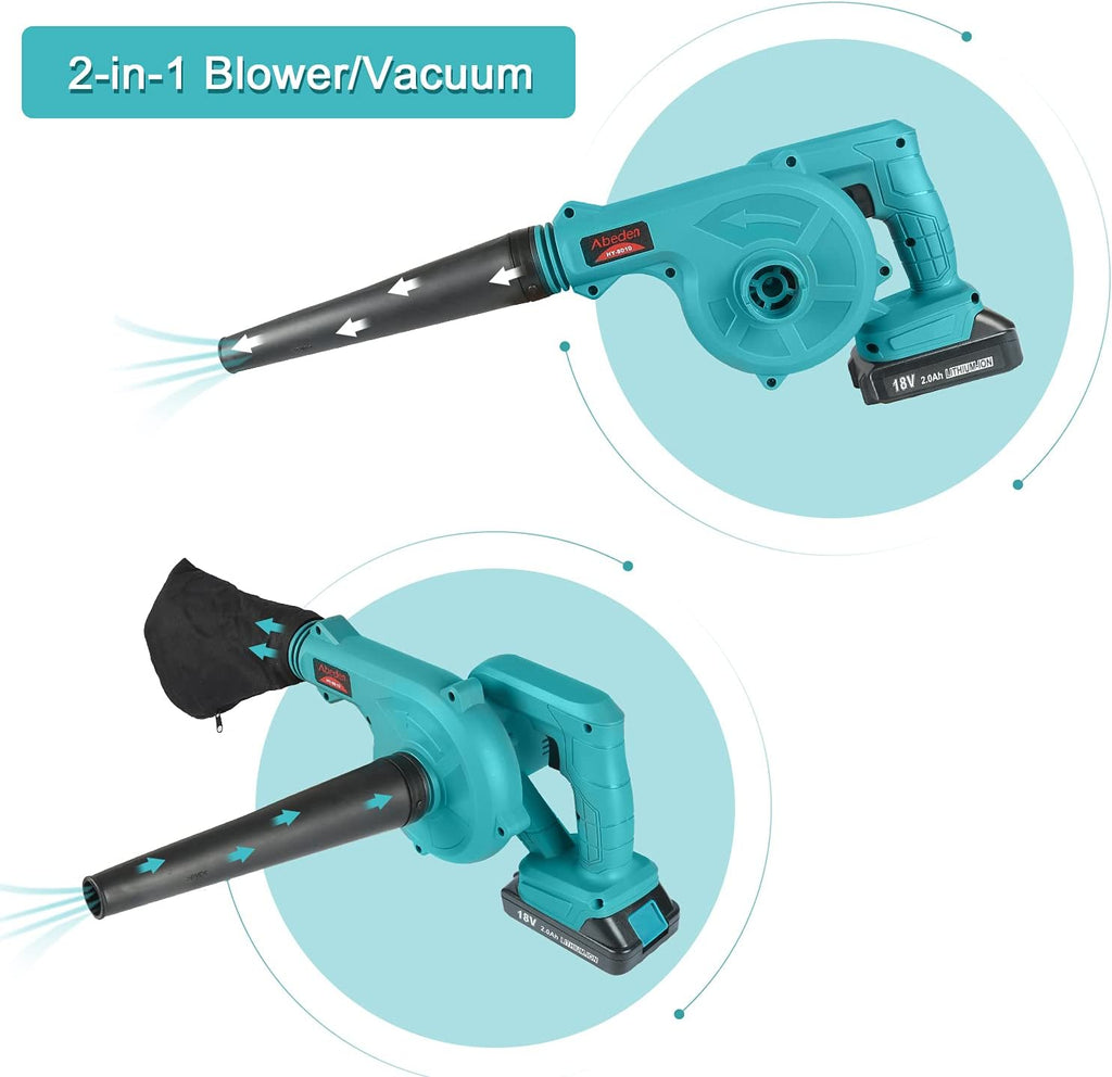 Cordless 2-in-1 Electric Handheld Leaf Blower with 2 Pack 18V 2.0 Ah Lithium Battery V468066