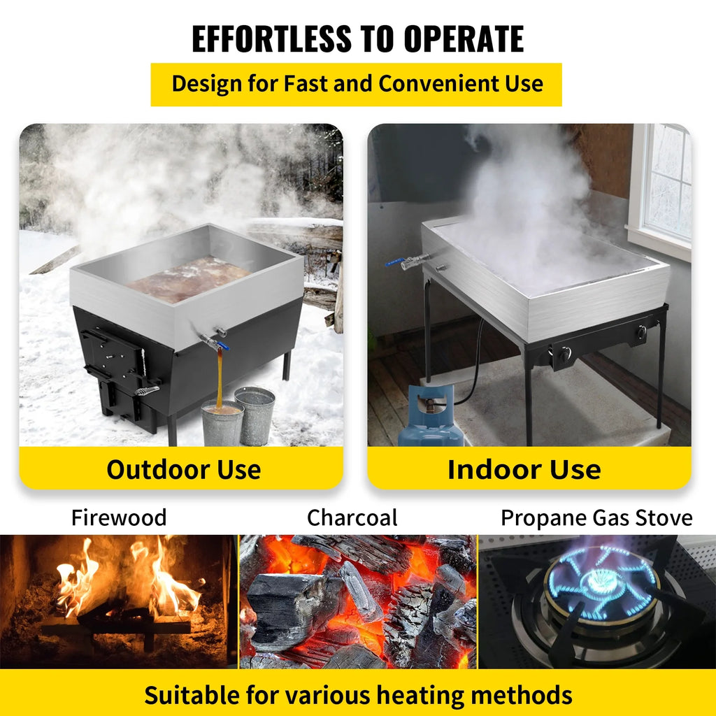 Maple Syrup Evaporator Pan 30x16x9.5 Inch Stainless Steel with Valve P5765