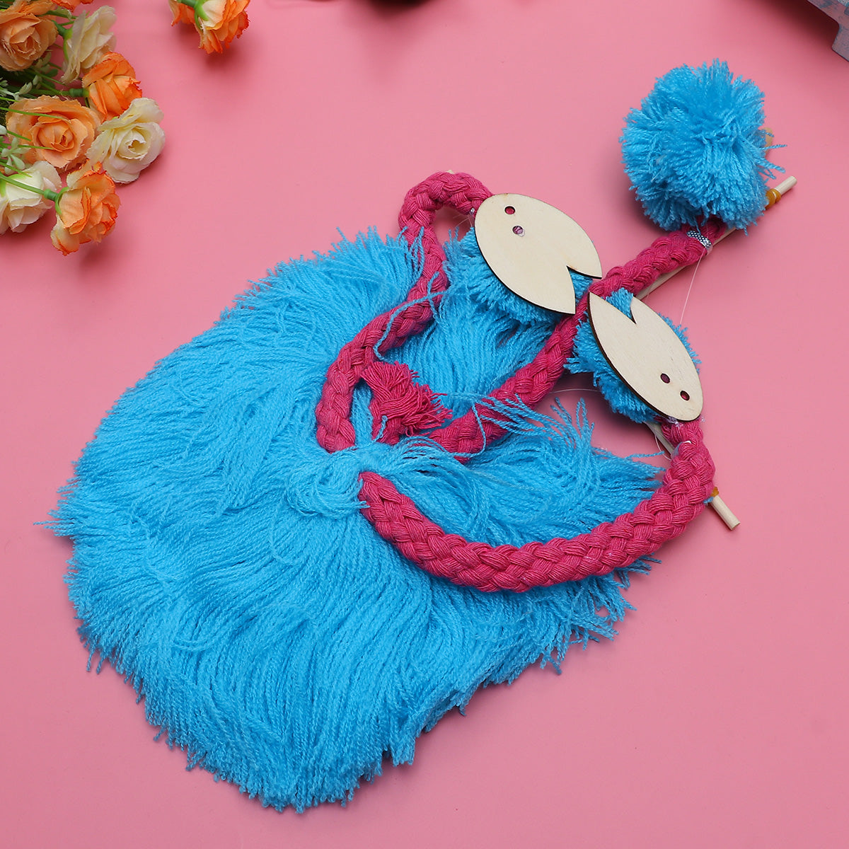 Sky-blue 5PCS String Puppets Plush Ostrich Marionette Toy W124