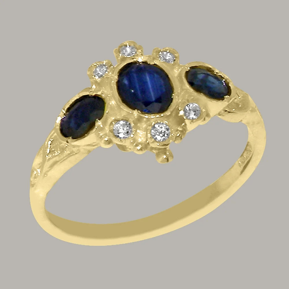 9k Yellow Gold Sapphire Diamond Ring A692879