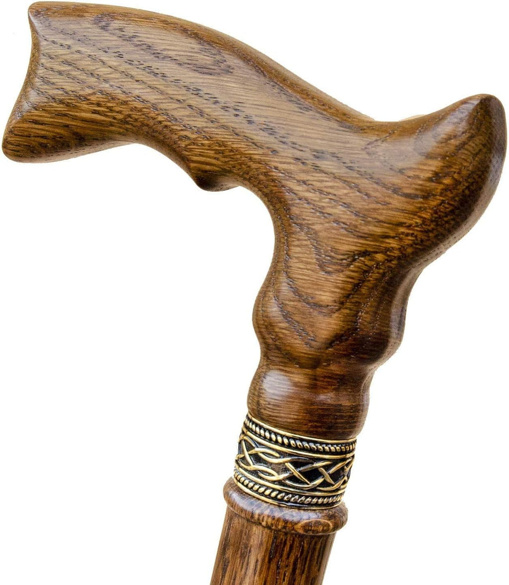 Hand Carved Ergonomic Oak Wood Walking Cane (Walnut) F38354