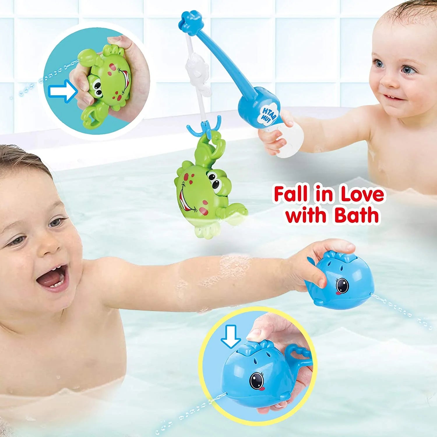 Mold Free Fishing Games Swimming Whales Water Table Pool Bath Toy for Toddlers R182986