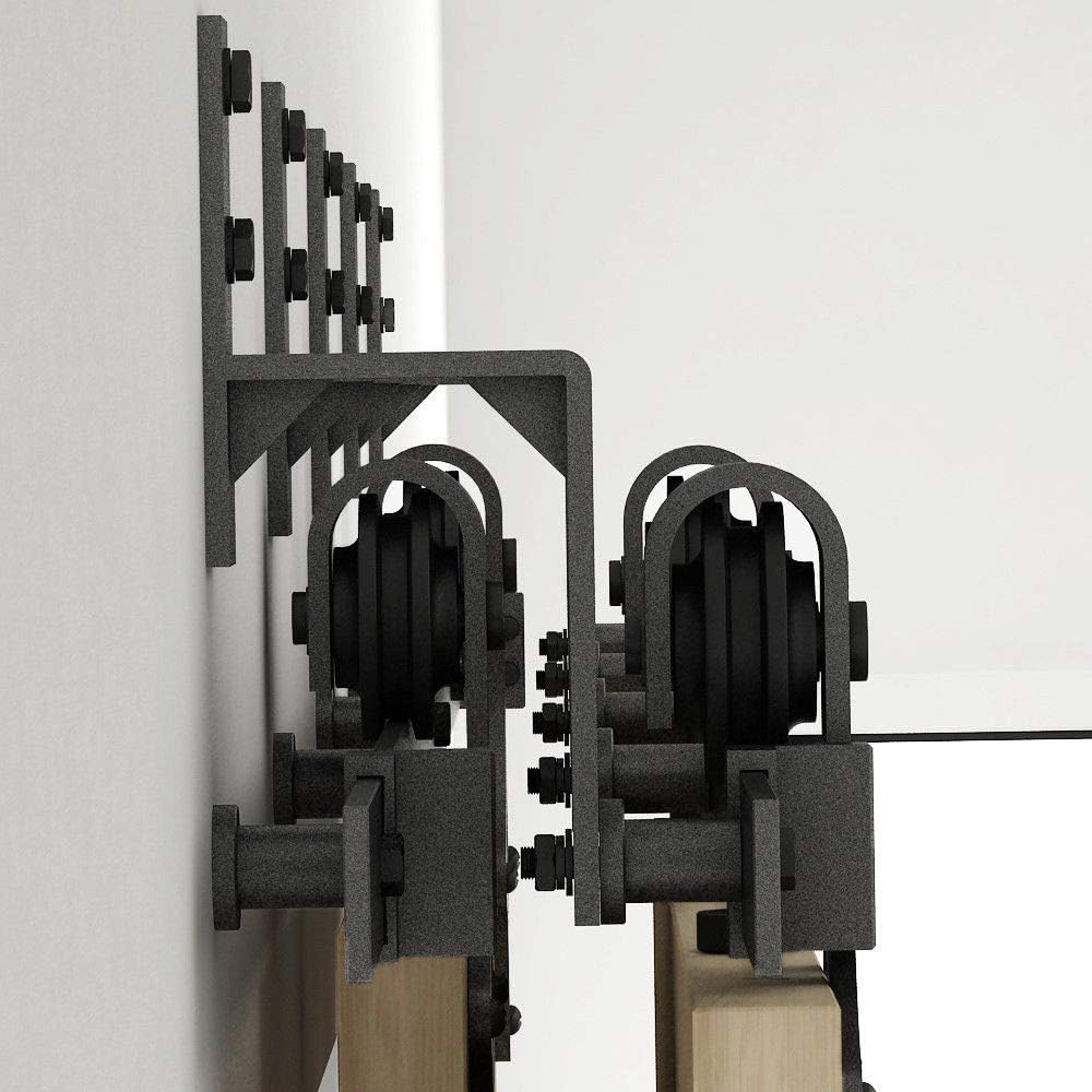 5 Pack Wall-Mount Matte Black Steel Bypass Bracket for Sliding Barn Door Hardware L217779
