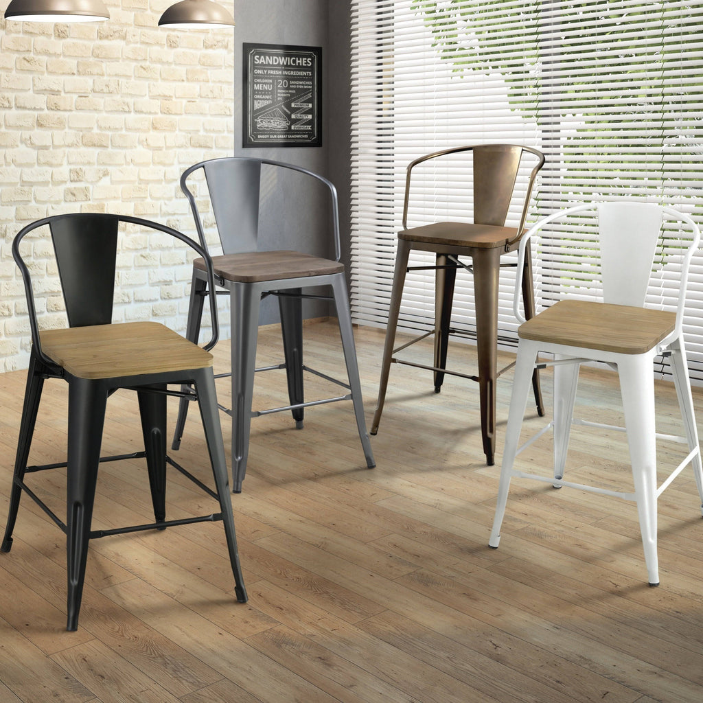 Black Counter Height Chair Set of 2 L510