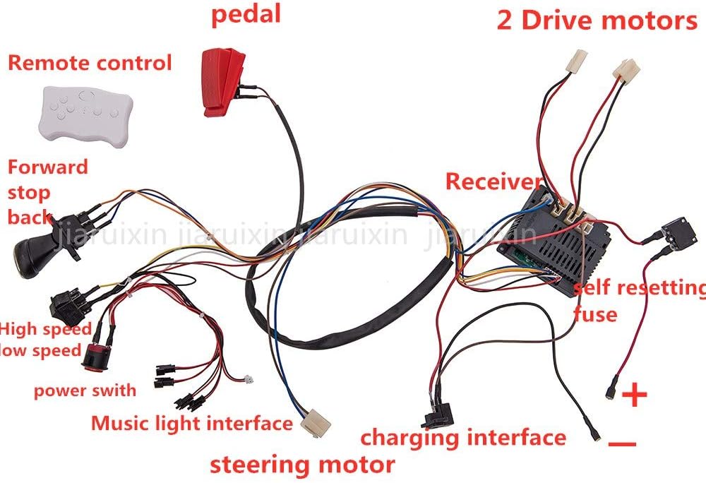 12 Volt Children Electric Car DIY Modified Wires and Switch Kit with 2.4G Bluetooth Remote Control, Pack of 2 F375