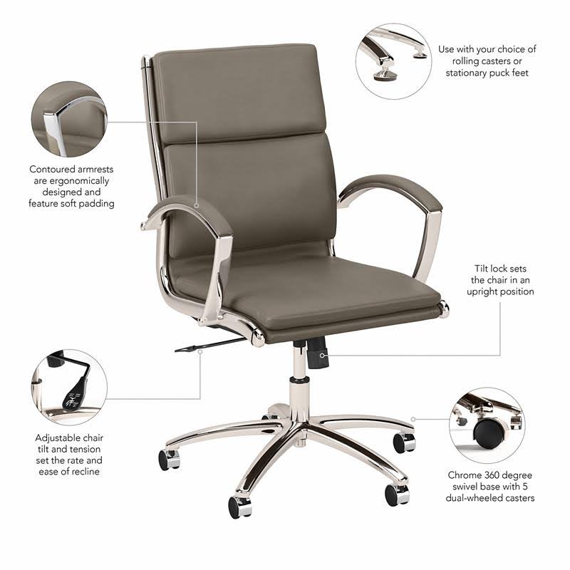 Washed Gray Leather Executive Desk Chair I152883