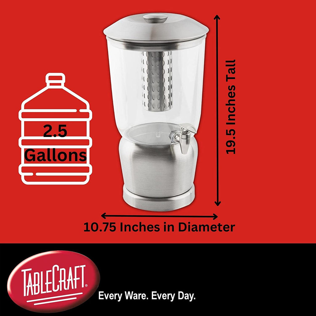 Gallon Drink Dispenser with Fruit Infuser & Stand, Tritan Stainless Steel Y4021
