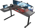 Black L Shaped 60 Inch Corner Gaming Desk with Mouse Pad and Cable Management Z460