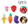 5 Pack Dog Squeaky Toys Plush Fruits Snacks and Vegetables Dog Toys J7977