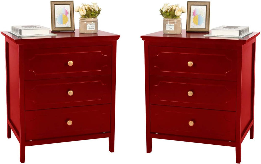 White 3 Drawer Wood Bedside Table W65010