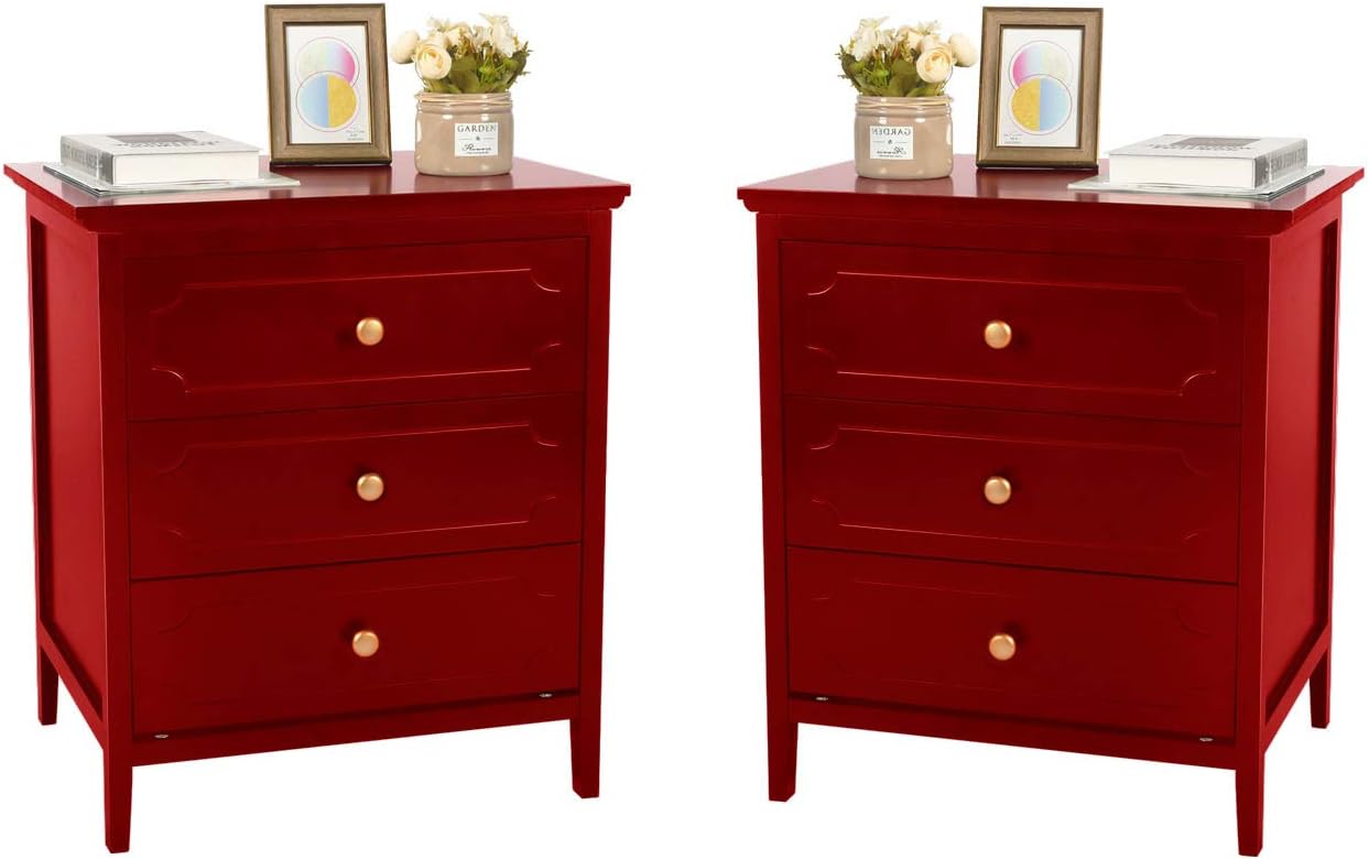 White 3 Drawer Wood Bedside Table W65010