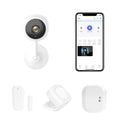 4 Piece Wireless Home Security System Kit with Door Window Sensor, WiFi Indoor Camera, Smart Hub, PIR Motion Detector M1336