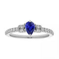 2.50 CT Diamond Pear Blue Sapphire Engagement Ring, Gold - Size 6.5 O61007