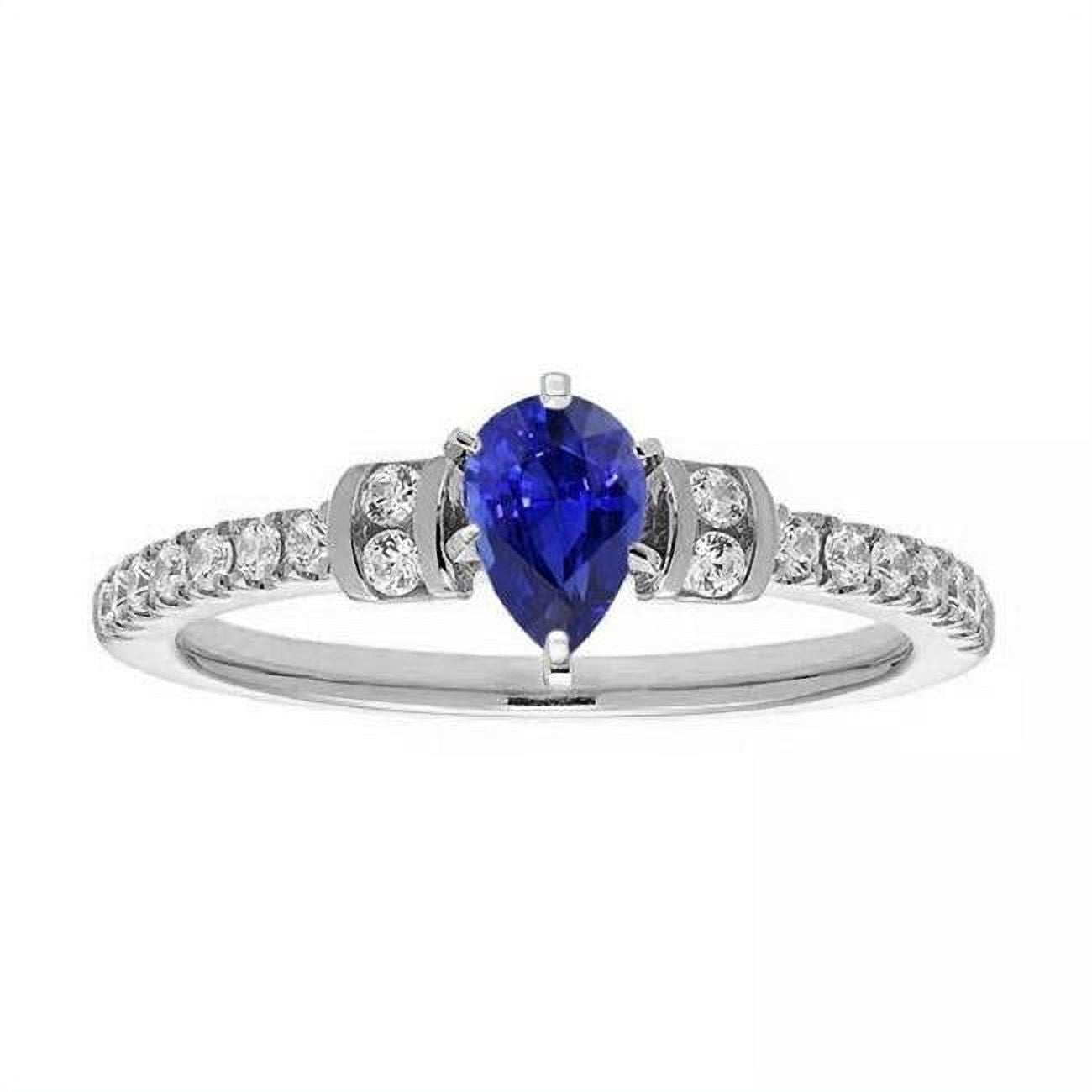 2.50 CT Diamond Pear Blue Sapphire Engagement Ring, Gold - Size 6.5 O61007