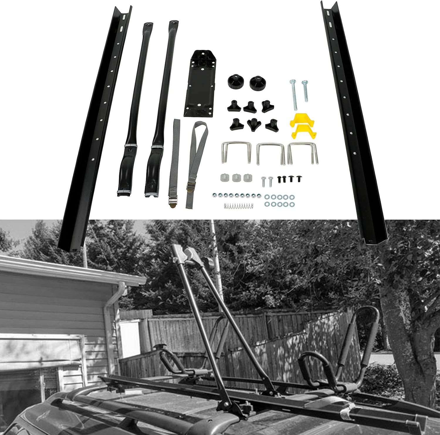 Bike Car Upright Roof Carrier Rack Locking Bike Mount Bracket with Wheel Straps and Lock Pack of 2 F2463