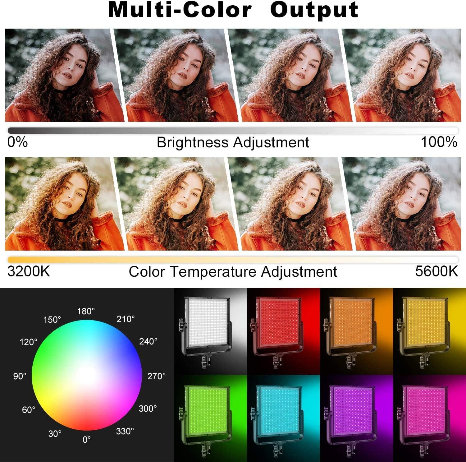 50W RGB LED Video Light with APP Control, Aluminum Alloy Shell, CRI 97 O773410