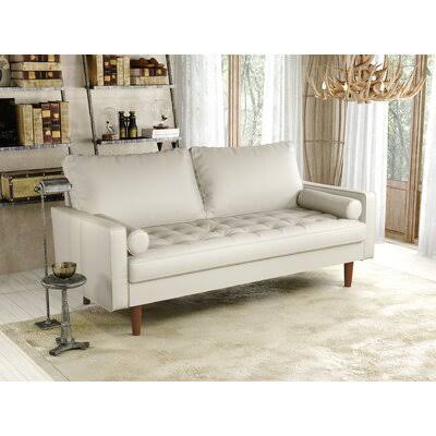 White Faux Leather Square Arm Sofa E770870