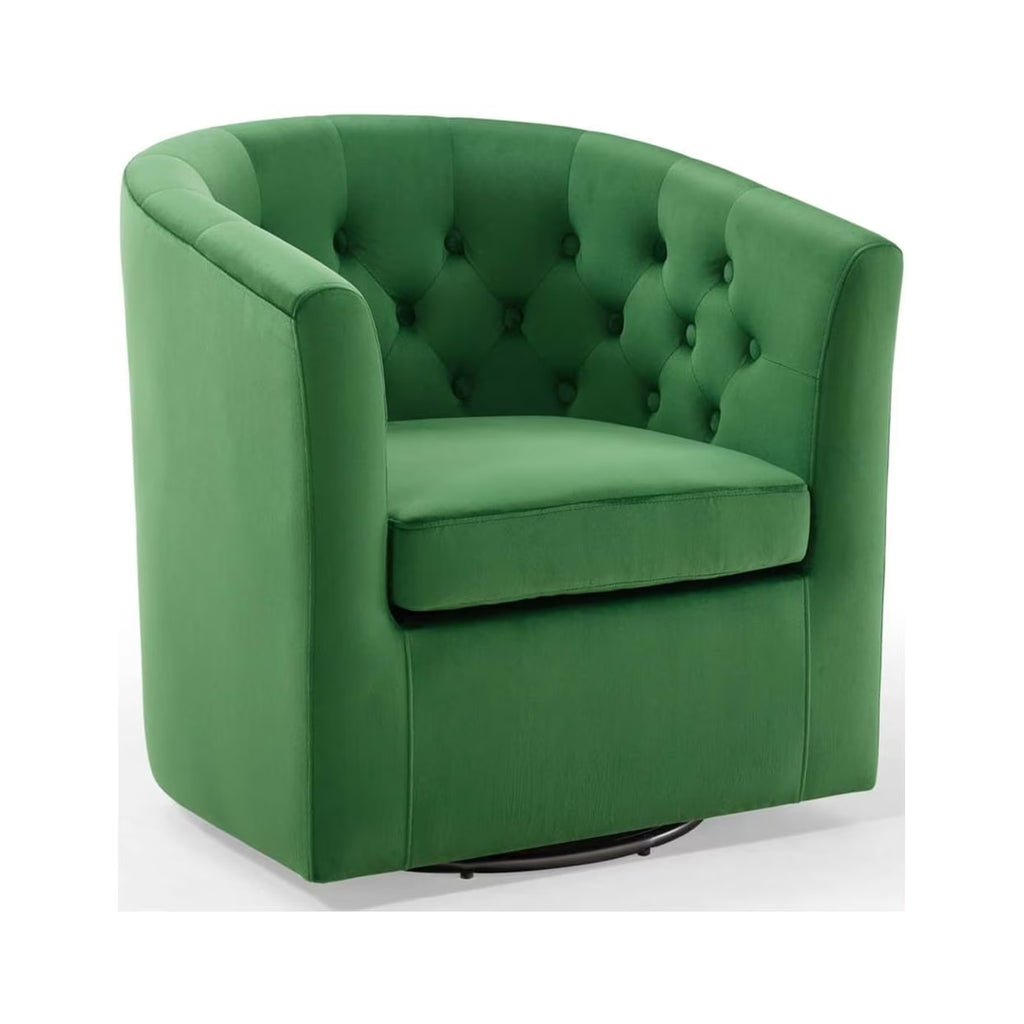 Emerald Tufted Performance Velvet Swivel Armchair H723