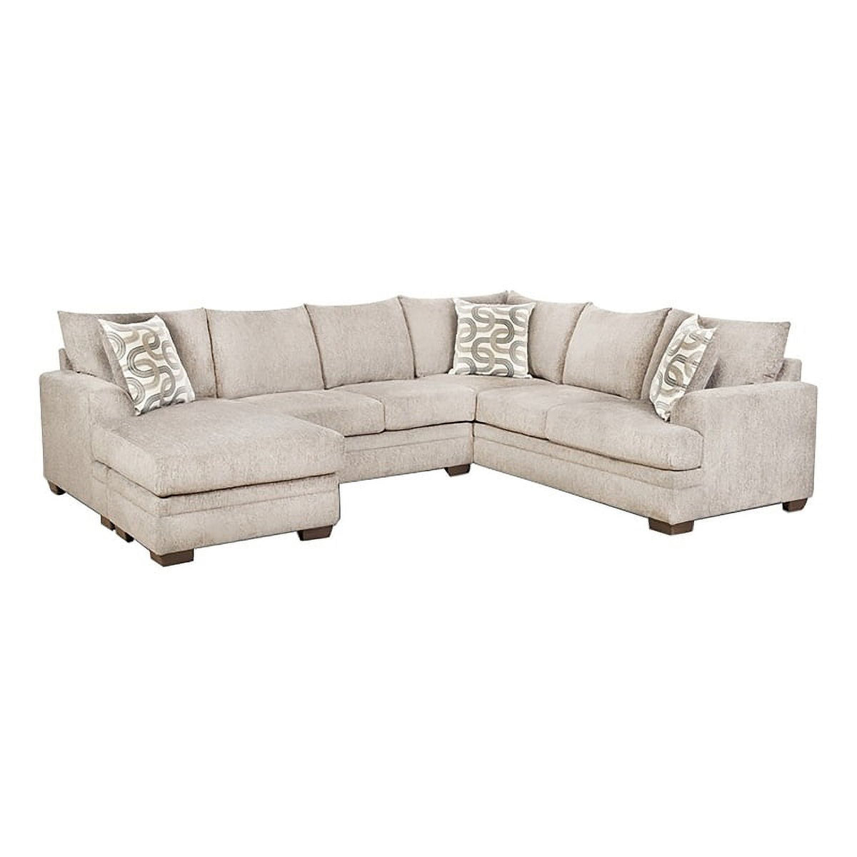 Cream 2-Piece Fabric Sectional with Accent Pillows C450030