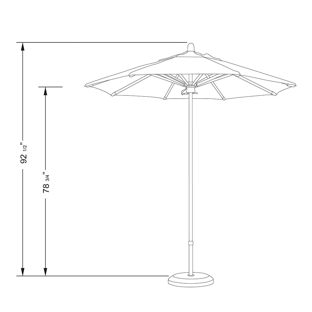 Indigo Fabric 7 1/2' Round Pulley Lift Umbrella M636355