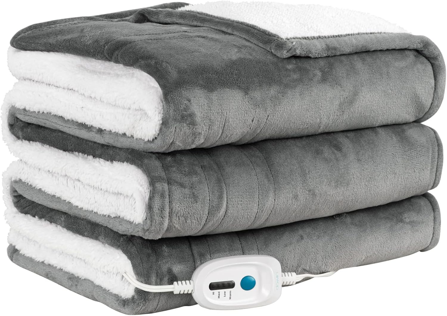 Blue 62 x 84 Electric Sherpa/Fleece Reversible Heating Blanket Throw Y2643