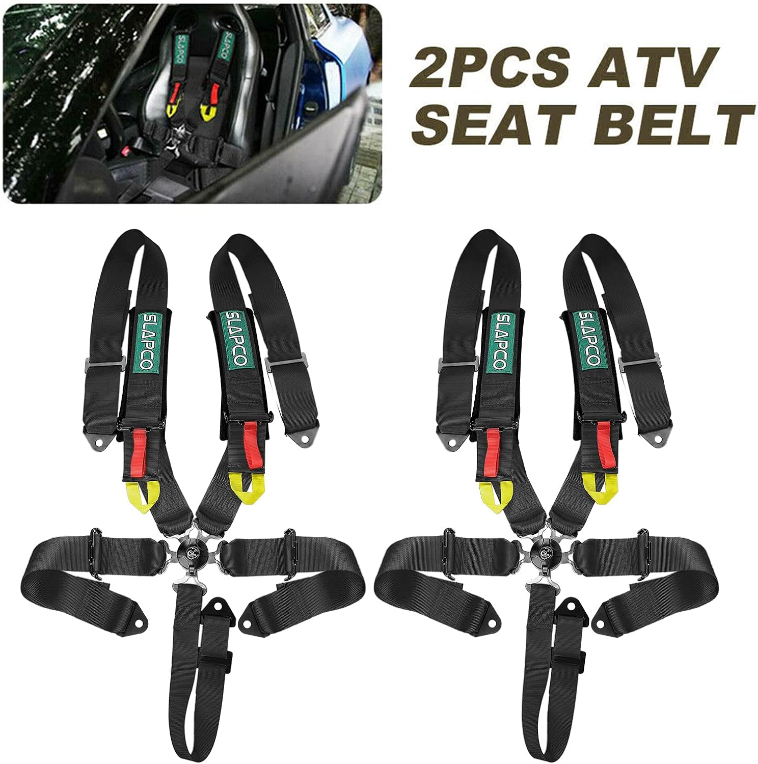 Red 2PCS 5-Point Racing Safety Harness Set with Shoulder Pads Universal Polyester Safety Harness Set D803347