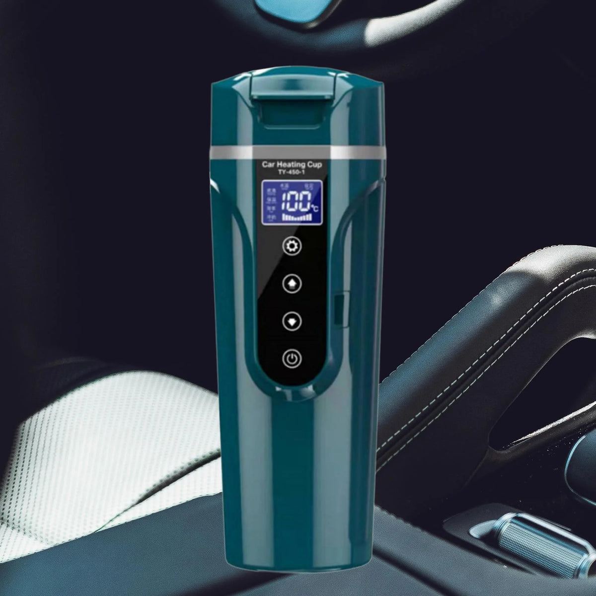 Green Car Heating Cup Water Boiler with LCD Display V1513