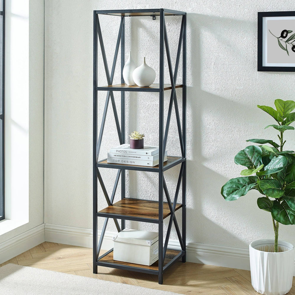 Rustic Oak Tower Bookshelf V132845