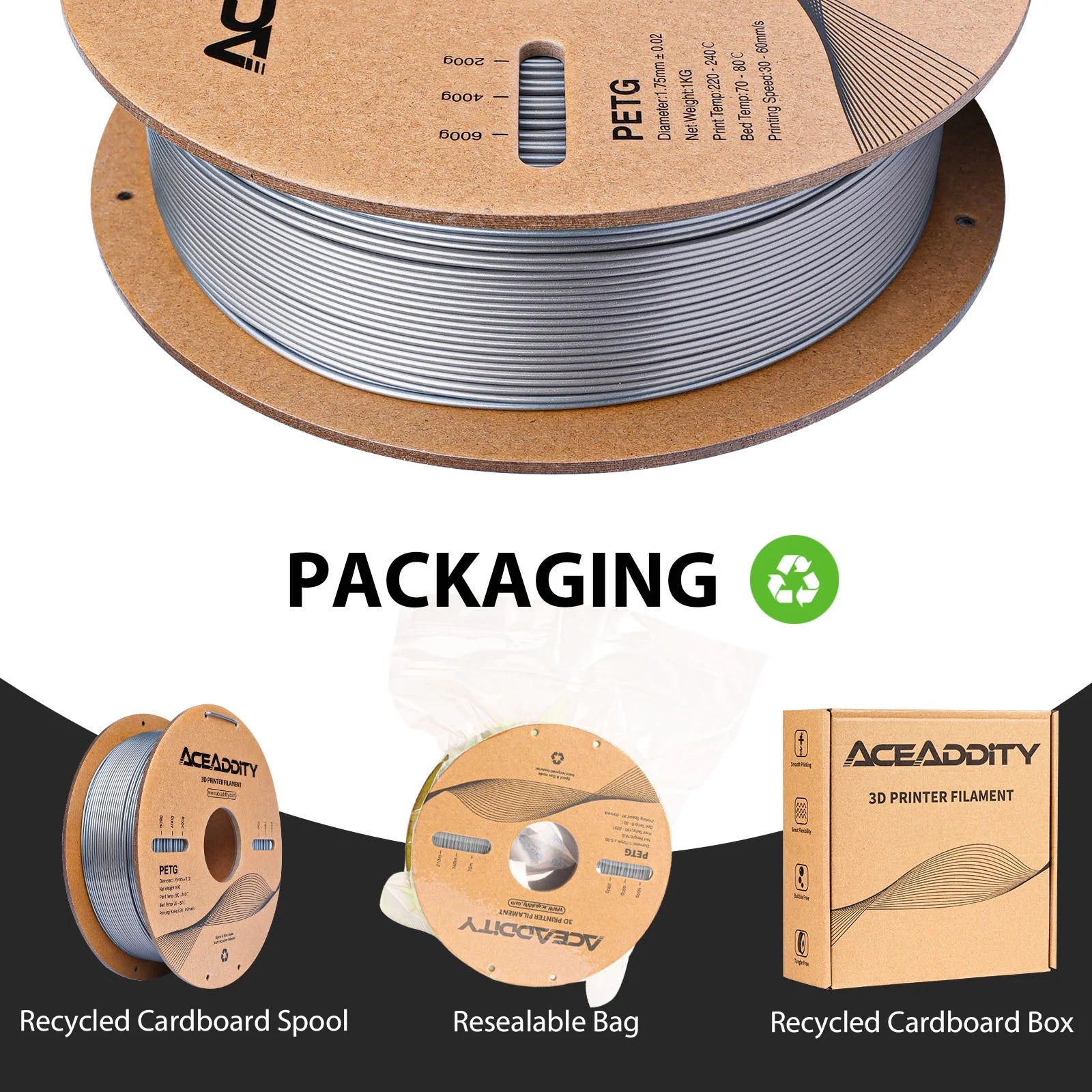 3D Printing Supplies 1.75mm Silver Spool H803951