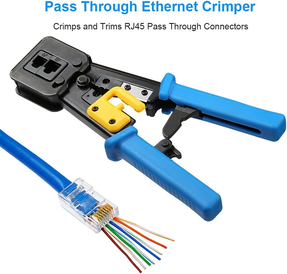 RJ45 Crimp Tool Kit with 50PCS Connectors, 50PCS Covers, Mini Wire Stripper, Wire Cutter M899283
