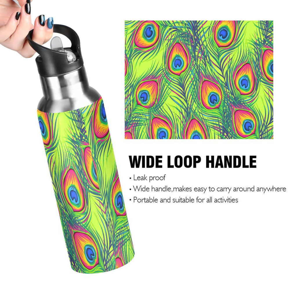 Green Stainless Steel Insulated Water Bottle with Straw Lid K3165