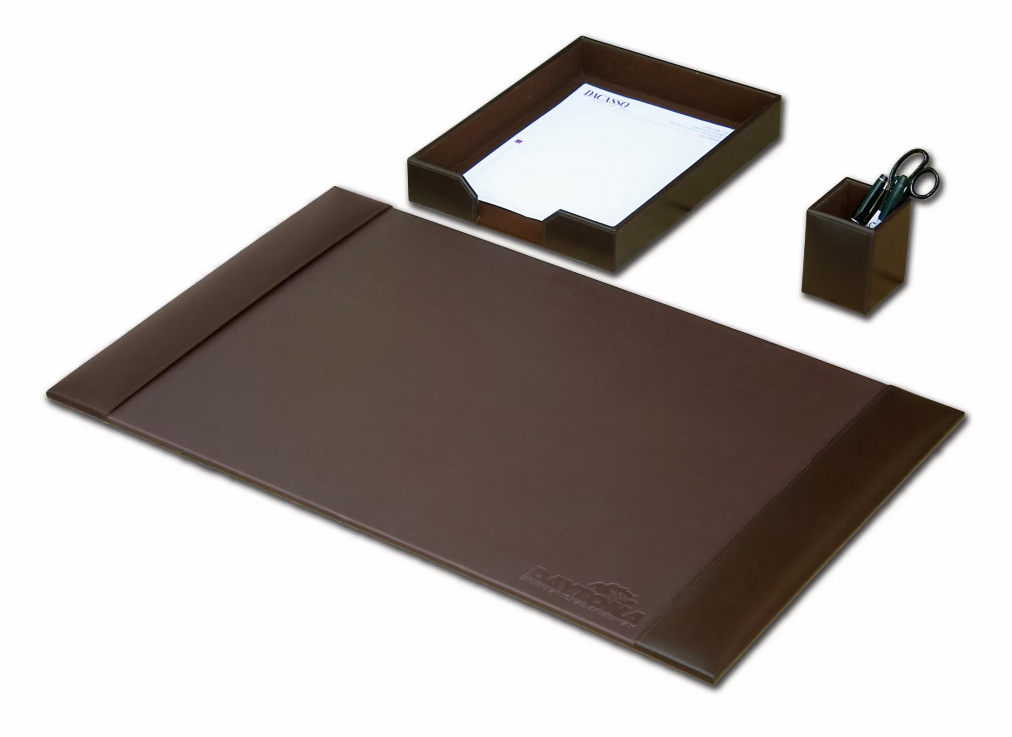 Dark Brown Bonded Leather 3-Piece Desk Set K645