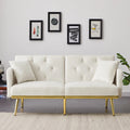 Modern Velvet Tufted Sofa Bed with Metal Legs 2 Pillows S47902