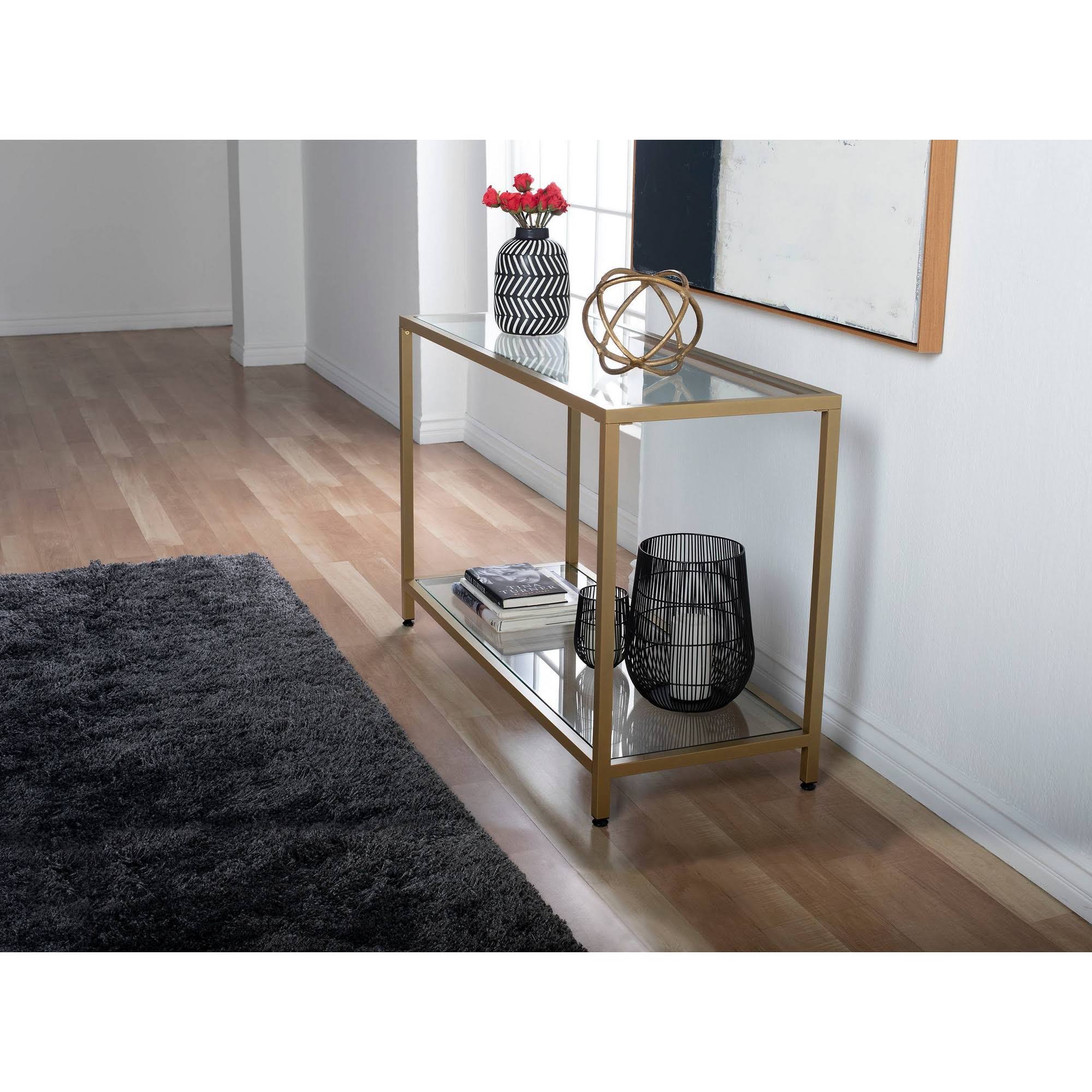 Gold Glass Console Table N24807